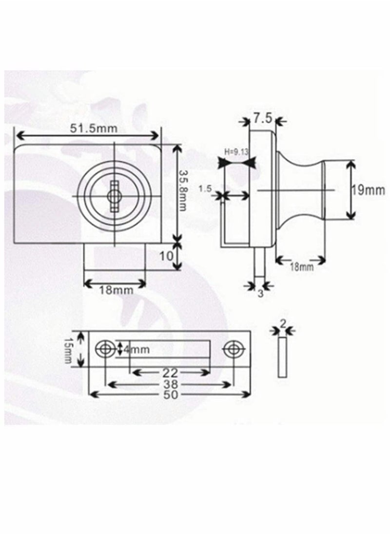 SYOSI - Locks, Glass Door Display Double Open Glass Cabinet Display Cabinet Safety Lock, Suitable for 0.2-0.31""Glass Door, Separate Key Without Drilling, Zinc Alloy - Image 1