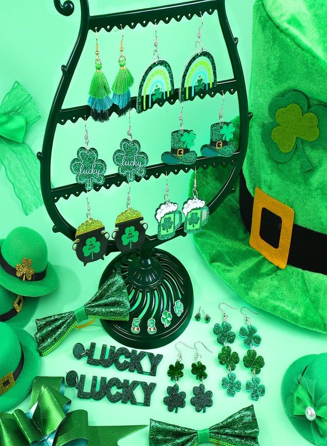 LUYI 12 Pairs St Patricks Day Earrings, Green Clover Shamrock Dangle Stud Dangle Earrings for Women St. Patrick's Day Accessorie Jewelry Gift - Image 4