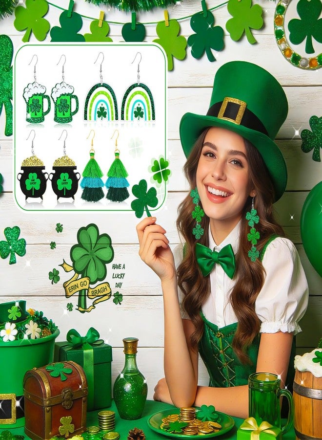 LUYI 12 Pairs St Patricks Day Earrings, Green Clover Shamrock Dangle Stud Dangle Earrings for Women St. Patrick's Day Accessorie Jewelry Gift - Image 5