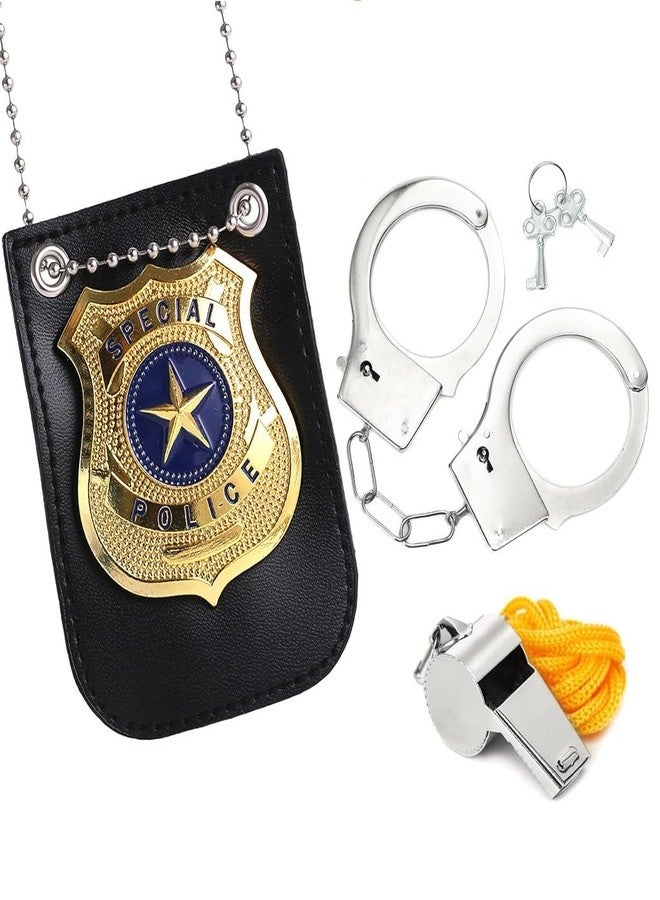 iMagitek Police Pretend Set for Halloween Dress Up Pretend Play Police Badge，Whistle, Sheriff Badge, Handcuffs Set - Image 2