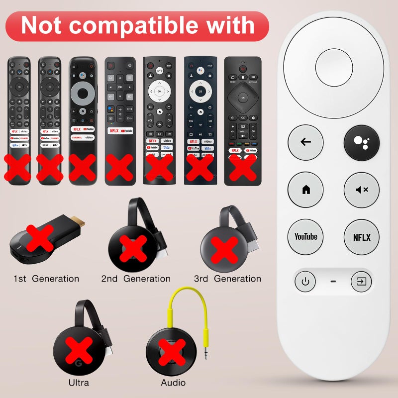 Angrox Voice Replacement for Google-Chromecast-Remote, G9N9N for Chromecast with Google TV Remote, for Google TV Streamer (Only for Snow Chromecast Google) - Image 3
