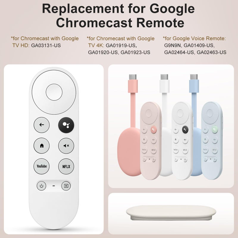 Angrox Voice Replacement for Google-Chromecast-Remote, G9N9N for Chromecast with Google TV Remote, for Google TV Streamer (Only for Snow Chromecast Google) - Image 2