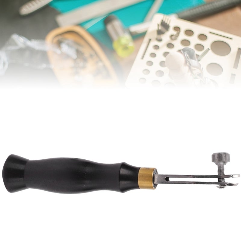 Ebony Handle Adjustable Stainless Steel Edge Creaser Leather Craft Press Hand DIY Tool(0.5mm) - Image 4