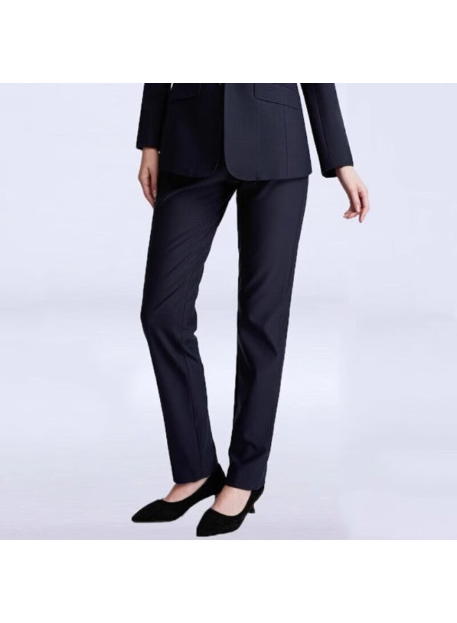 Teluoman Wrinkle-free Stretch Women's Straight-leg Professional Trousers Slimming Office Casual Suit Pants - Image 1