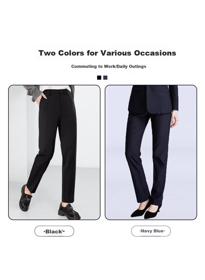Teluoman Wrinkle-free Stretch Women's Straight-leg Professional Trousers Slimming Office Casual Suit Pants - Image 2
