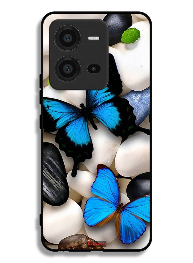 Tolwak Vivo V25 5G Protective Case Cover Butterflies On Stones - Image 2