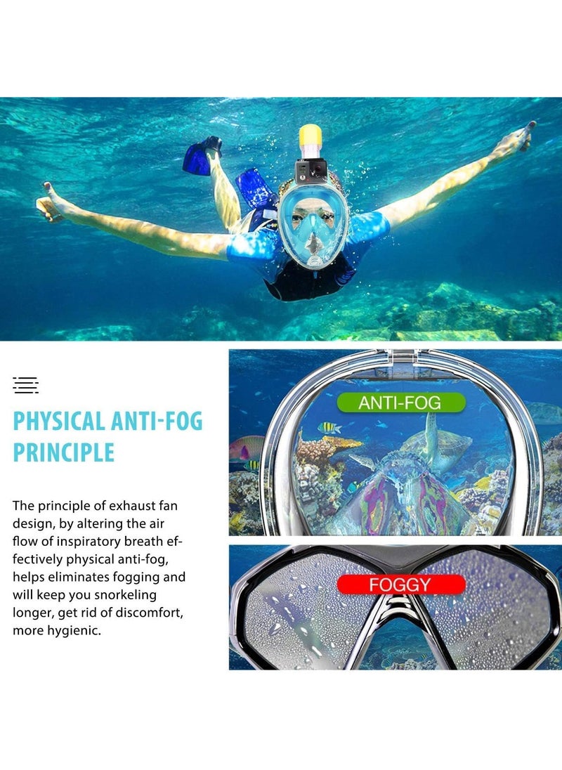 QSHOP - QShop®️ 180 Degree Full Face Snorkel Mask, Free-Fleecing Design with Detachable Camera Mount, Anti-Fog, with Adjustable Head Straps, Professional Snorkeling Kit for Adults and Youth Snorkel Mask - Image 1