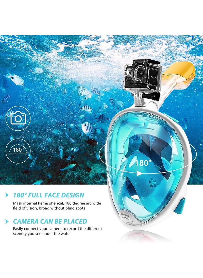QSHOP - QShop®️ 180 Degree Full Face Snorkel Mask, Free-Fleecing Design with Detachable Camera Mount, Anti-Fog, with Adjustable Head Straps, Professional Snorkeling Kit for Adults and Youth Snorkel Mask - Image 1