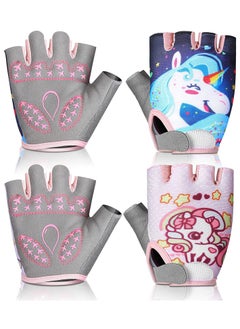 KASTWAVE Kids Bike Gloves Sport Gloves, Kids Unicorn Half Finger Gloves, Kids Boys Girls Cycling Gloves, Kids Fishing Gloves for Cycling Camping Fishing Outdoor Sports(Small)2 Pairs  - Image 1
