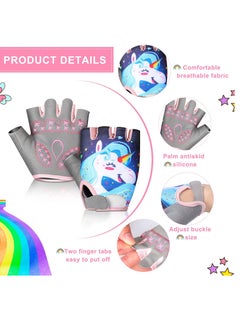 KASTWAVE Kids Bike Gloves Sport Gloves, Kids Unicorn Half Finger Gloves, Kids Boys Girls Cycling Gloves, Kids Fishing Gloves for Cycling Camping Fishing Outdoor Sports(Small)2 Pairs  - Image 4