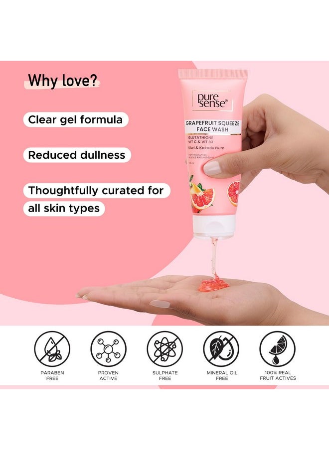 PureSense Grapefruit Squeeze Face Wash With Glutathione + Vitamin C And Vitamin B3 | Kiwi & Kakadu Plum | Fights Dullness And Reveals Radiant Glow | For Men & Women - 100Ml  - Image 2
