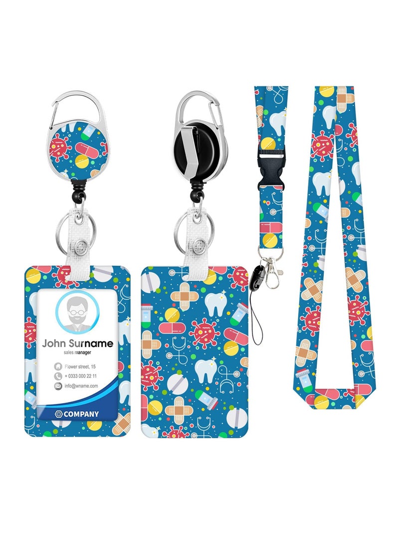 NIIMBOT ID Badge Holder with Lanyard and Retractable Badge Reel Clip, Keychain Lanyard Name Card Vertical ID Protector, ID Card Holder Keychain Name Badge Clip for Women Men - Image 2