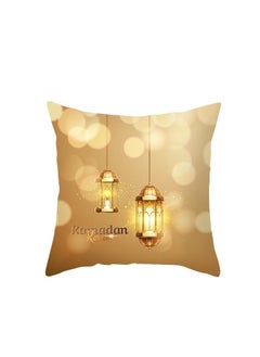 Y&D Gold Ramadan Eid Light Throw Pillow Covers Moon and Stars Pillow Cover Linen Zipper Cushion Case for Couch Sofa Bedroom Car Home Decor Cover 4Pcs (18x18 Inches)  - Image 4