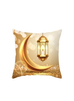Y&D Gold Ramadan Eid Light Throw Pillow Covers Moon and Stars Pillow Cover Linen Zipper Cushion Case for Couch Sofa Bedroom Car Home Decor Cover 4Pcs (18x18 Inches)  - Image 2