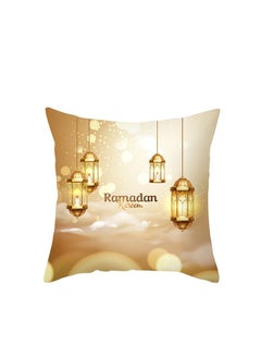 Y&D Gold Ramadan Eid Light Throw Pillow Covers Moon and Stars Pillow Cover Linen Zipper Cushion Case for Couch Sofa Bedroom Car Home Decor Cover 4Pcs (18x18 Inches)  - Image 3