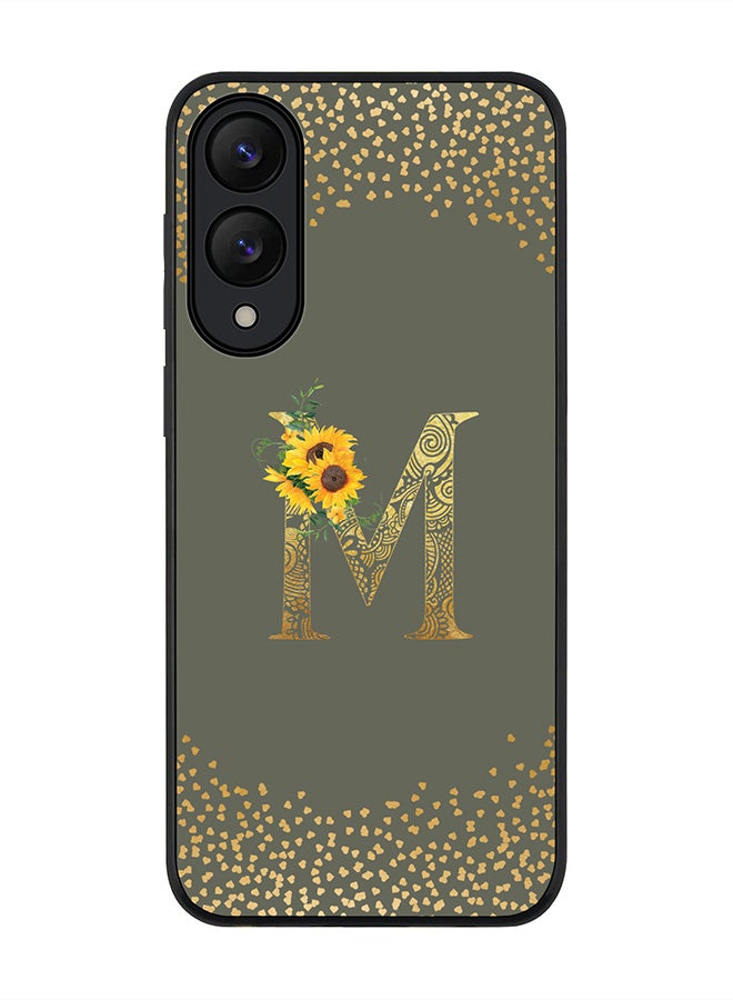 Stylizedd For Samsung Galaxy S25 Edge Case,Slim fit Camera Protection, Shockproof Thin Phone cover  - Custom Floral Monogram - M  (Olive Green )