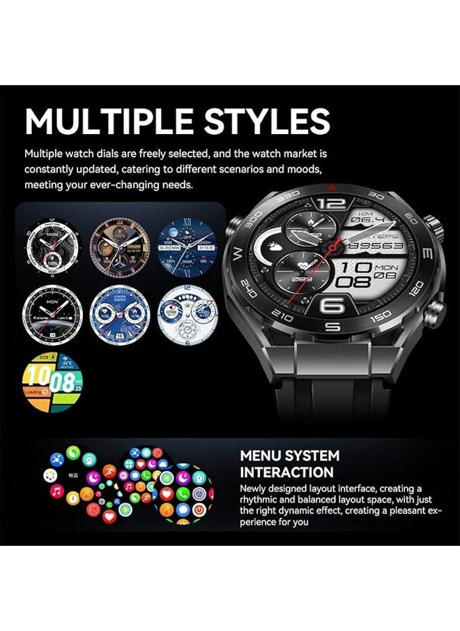 HW - HW 5 MAX Biggest Display Smart Watch with Bt Calling Wireless Charge Fitness Health Tracking Sports Tracking Camera & Music Control Smartwatch 1.52 inch Clear Display SmartWatch Black - Image 1