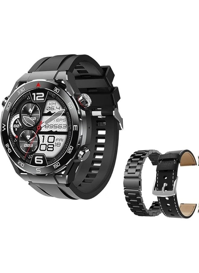 HW - HW 5 MAX Biggest Display Smart Watch with Bt Calling Wireless Charge Fitness Health Tracking Sports Tracking Camera & Music Control Smartwatch 1.52 inch Clear Display SmartWatch Black - Image 1