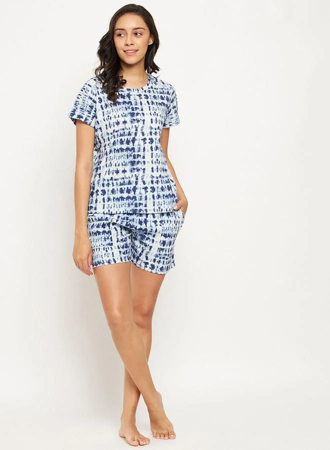 تايك تو طقم تي شيرت وشورت بياقة مستديرة بتصميم تاى داي من لازي كات