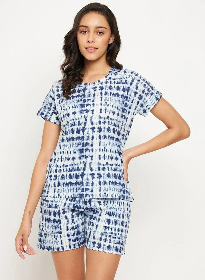 تايك تو طقم تي شيرت وشورت بياقة مستديرة بتصميم تاى داي من لازي كات