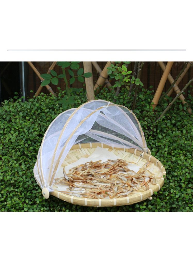 DubaiGallery 1Pcs Food Serving Tent Basket Hand Woven Bamboo Serving Basket Bug Proof Food Cover for Outdoor Party Picnic,Mesh Tent Basket with Gauze(Dust-Proof) Keep Out Flies, Bugs, Mosquitoes - Image 5