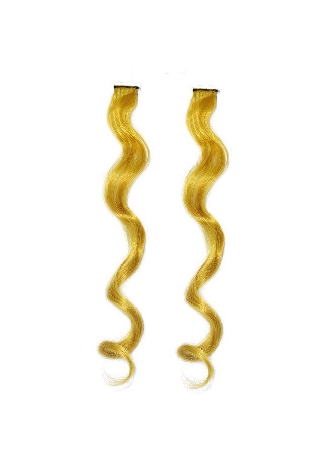 Rapidsflow - Colored Hair Streak/Hair Extensions For Women And Girls Real Hair For Highlighting (Set Of 6Pc) (Golden) - Image 1
