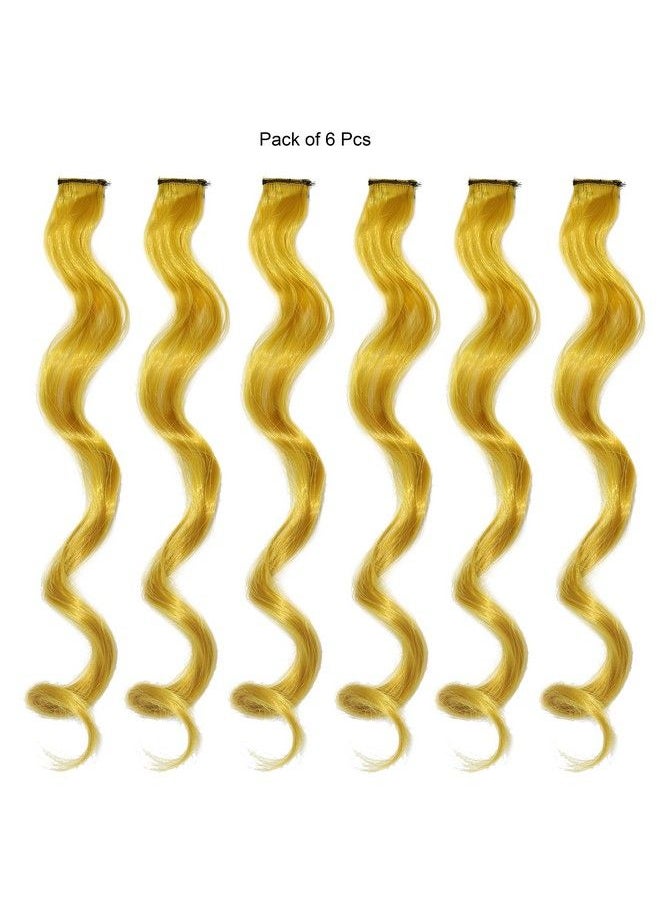 Rapidsflow - Colored Hair Streak/Hair Extensions For Women And Girls Real Hair For Highlighting (Set Of 6Pc) (Golden) - Image 1