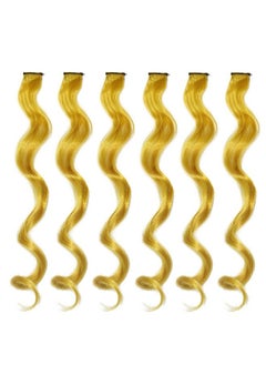 Colored Hair Streak/Hair Extensions For Women And Girls Real Hair For Highlighting (Set Of 6Pc) (Golden)