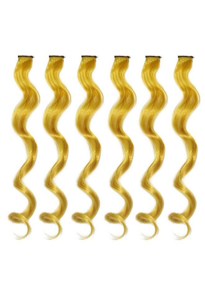 Rapidsflow - Colored Hair Streak/Hair Extensions For Women And Girls Real Hair For Highlighting (Set Of 6Pc) (Golden) - Image 1