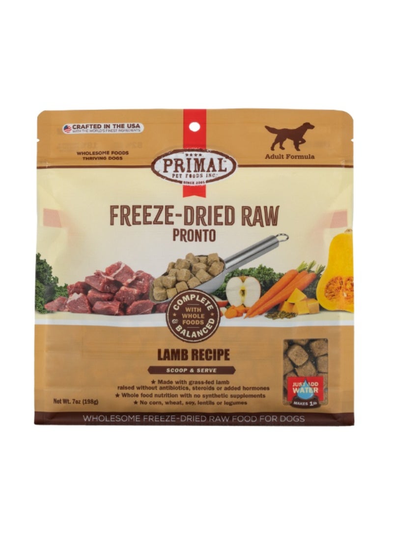 Primal Pet Foods Canine Lamb Pronto Grain Free Freeze Dried Raw Dog Food 198g  - Image 1