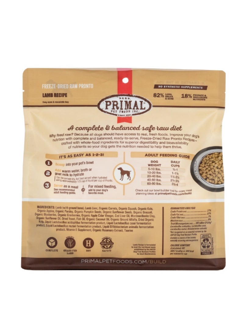Primal Pet Foods Canine Lamb Pronto Grain Free Freeze Dried Raw Dog Food 198g  - Image 2