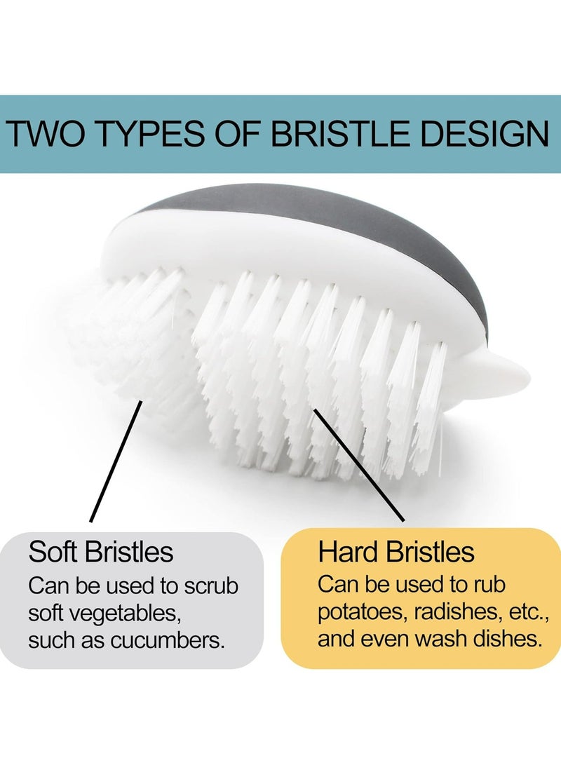 أوزيغالور فرشاة تنظيف الخضروات 2 قطعة بمقبض غير قابل للانزلاق وشعيرات مرنة وقاسية، مناسبة للبطاطس والجزر والذرة - Image 4