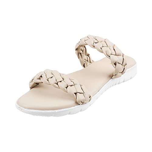 Mochi Womens Synthetic Beige Slip Ons (Size (6 UK (39 EU)) - Image 1
