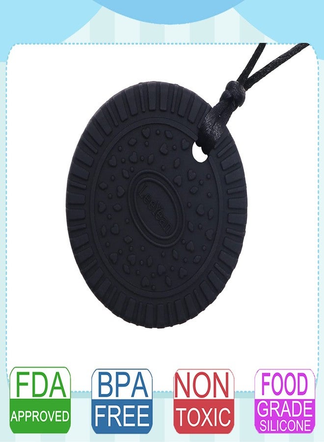 LeeYean Chew Necklaces for Sensory Kids, Silicone Chewable Pendant for Autism, Chewing, ADHD, SPD, Sensory Oral Motor Aids for Boys and Girls, Chewy Toy for Adults (Black) - Image 2