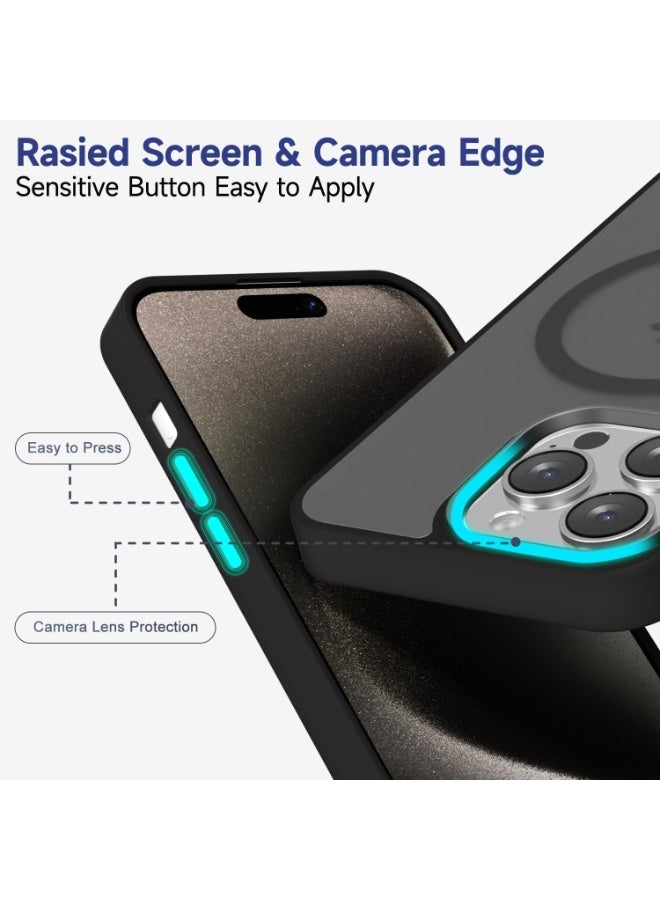 ACLIX Matte Magnetic case for iPhone 15pro, Grade Drop Protection with Shockproof Strip, Translucent Matte Back Phone Case (Black) - Image 5