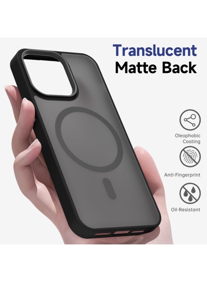 ACLIX Matte Magnetic case for iPhone 15pro, Grade Drop Protection with Shockproof Strip, Translucent Matte Back Phone Case (Black) - Image 3