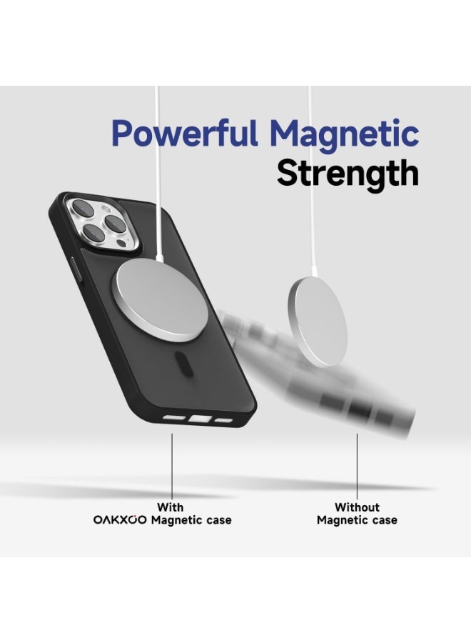 ACLIX Matte Magnetic case for iPhone 15pro, Grade Drop Protection with Shockproof Strip, Translucent Matte Back Phone Case (Black) - Image 2