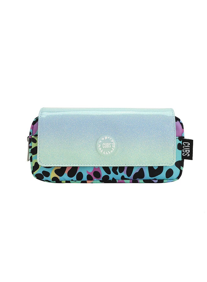 CUBS Leopard Print Waterproof pencil case pouch with flap/zip closure - Image 1