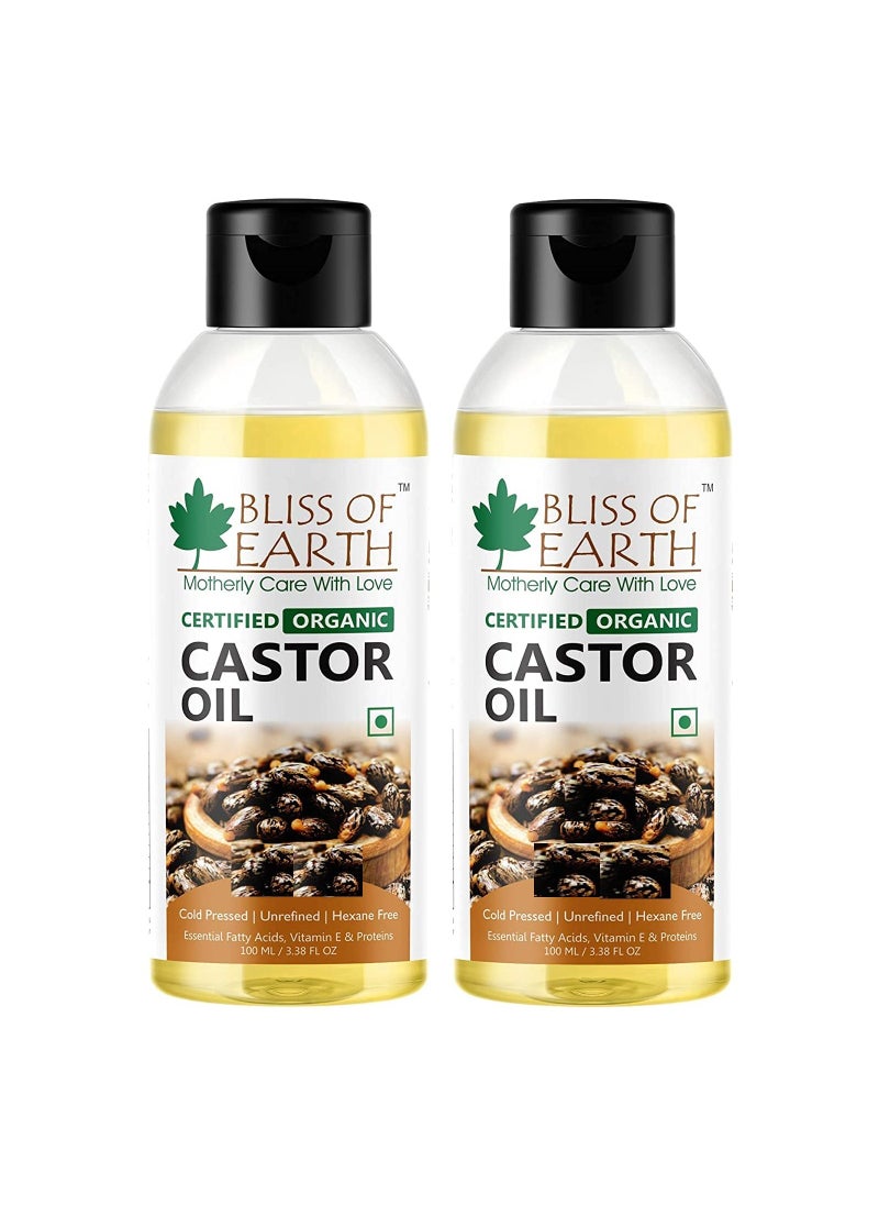 BLISS OF EARTH Organic Castor Oil 100gm pack of 2  - Image 1