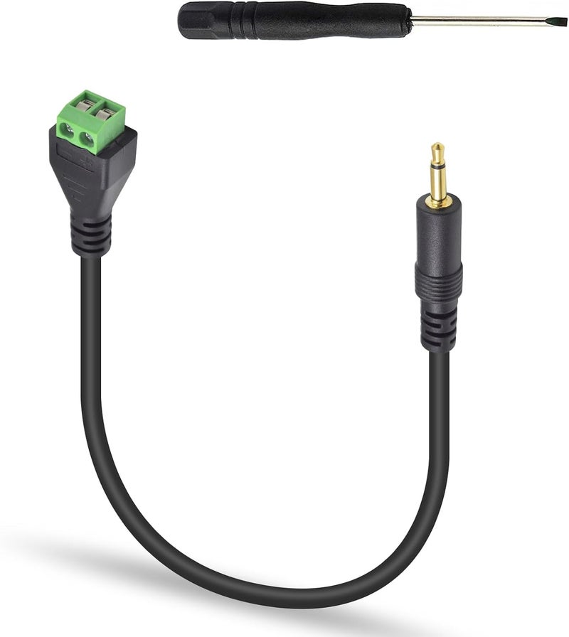 Poyiccot 3.5mm (1/8") TS Mono Male to 2 Pin Screw Terminal Female Headphone Balun Solderless Converter Adapter Cable 30cm (3.5mm M/ 2pin) - Image 1