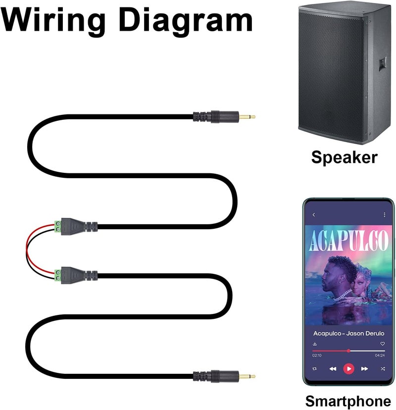 Poyiccot 3.5mm (1/8") TS Mono Male to 2 Pin Screw Terminal Female Headphone Balun Solderless Converter Adapter Cable 30cm (3.5mm M/ 2pin) - Image 4