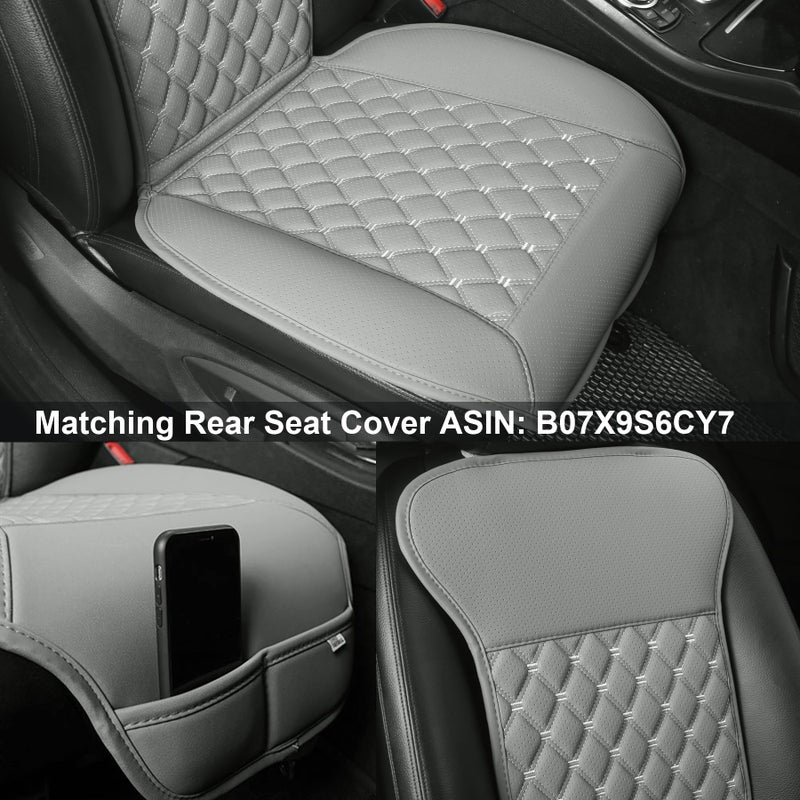 Black Panther 1 Pair Luxury Car Seat Covers Protectors, Universal Anti-Slip Driver Seat Cover with Partial Backrest Coverage (Middle Part Only), Diamond Pattern, Compatible with 95% Cars (Grey) - Image 3