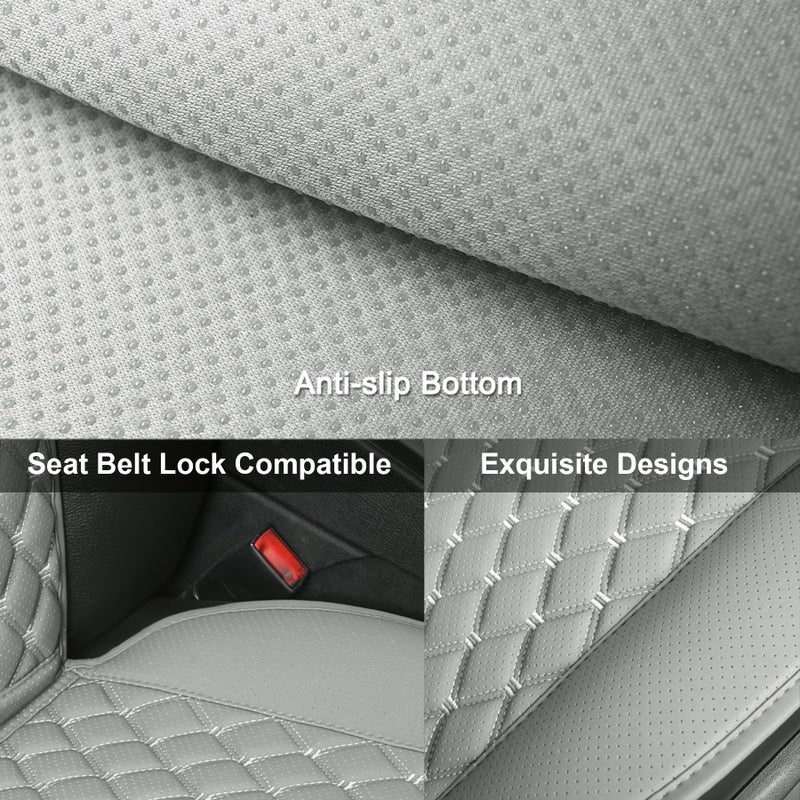 Black Panther 1 Pair Luxury Car Seat Covers Protectors, Universal Anti-Slip Driver Seat Cover with Partial Backrest Coverage (Middle Part Only), Diamond Pattern, Compatible with 95% Cars (Grey) - Image 4