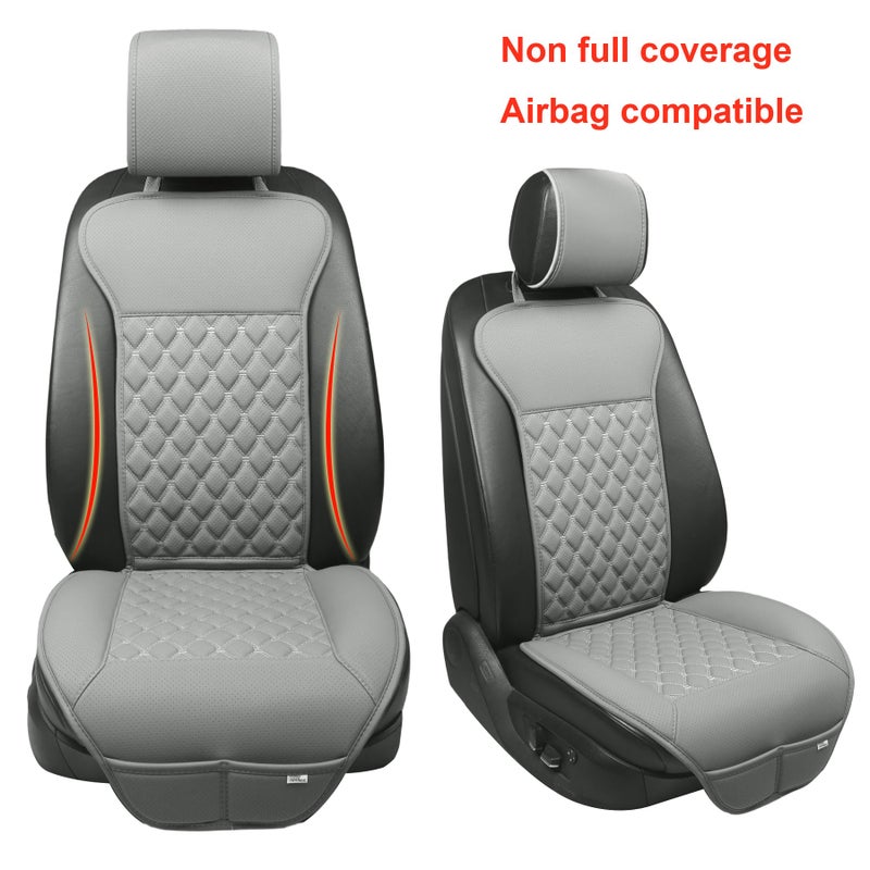 Black Panther 1 Pair Luxury Car Seat Covers Protectors, Universal Anti-Slip Driver Seat Cover with Partial Backrest Coverage (Middle Part Only), Diamond Pattern, Compatible with 95% Cars (Grey) - Image 2