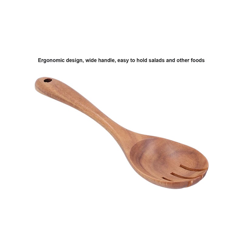 Wooden Spoon And Fork Set 2Pcs Kitchen Utensils With Hanging Holes - Image 3