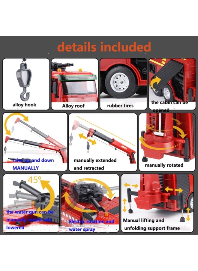 HUINA MYTOYS HUINA 1/18 RC Fire Engine Toy with Water Jet & Lights, 2.4G - Image 2