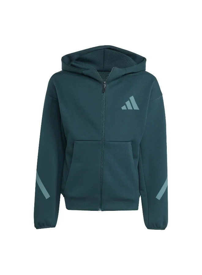 adidas Adidas J Z.N.E.Fz Green Hooded Track Top Track Tops For Kids