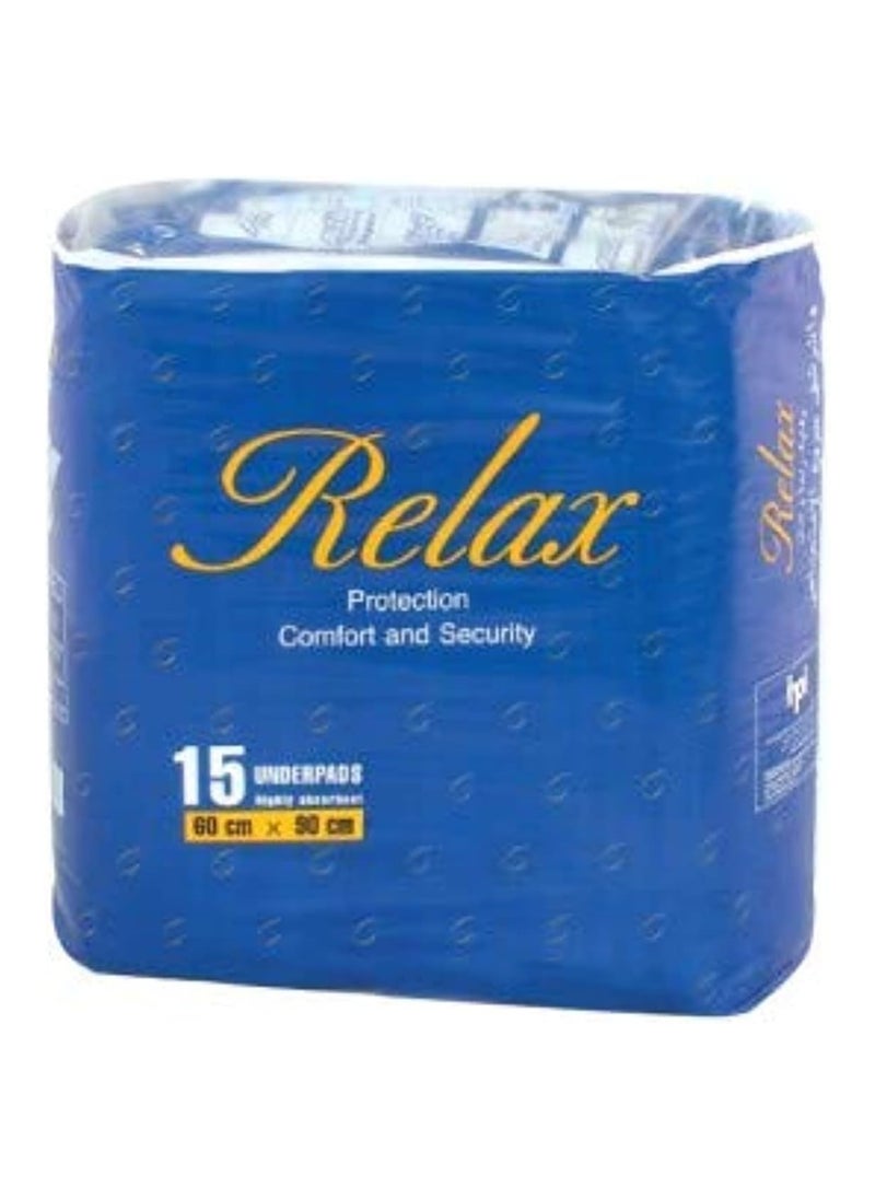Relax حماية وراحة وأمان، 15 وسادة سفلية، 60 سم × 90 سم 