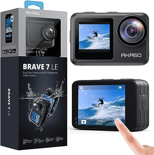 AKASO Brave 7 LE 4K30FPS 20MP WiFi Action Camera with Touch Screen EIS 2.0 Zoom Remote Control 131 Feet Underwater Camera with Dual Color Screens Support External Microphone Vlog Camera - Image 1