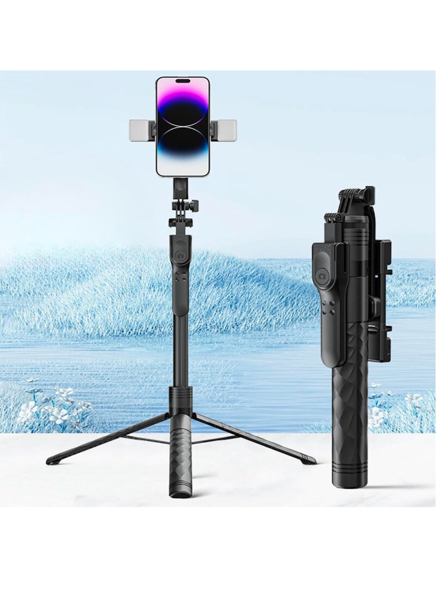 Multifunctional Aluminum Alloy Selfie Stick with Tripod & Bluetooth Remote – Extendable & Lightweight for Phones and Cameras
